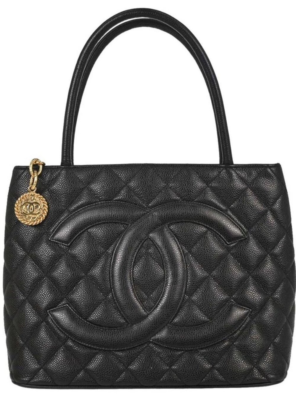 Chanel Black Calfskin Medallion Tote Handbag 197999
